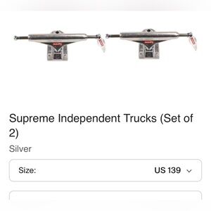Supreme Independent Silver Skateboard Trucks size 139mm